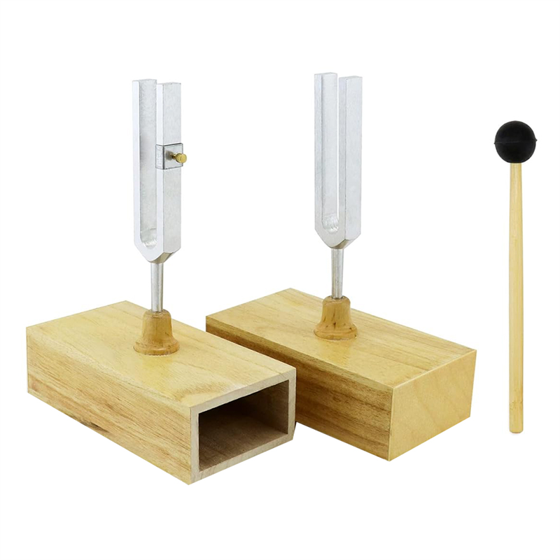 2 PCS Tuning Fork 440HZ Virbration Tuning Fork Wood Color & Silver Wood+Steel for Sound Therapy, Yoga, Meditation and Relaxation