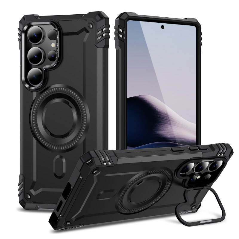 HODON Luxury Lens Holder Stand Magnetic Phone Case for Samsung Galaxy S23 S24 S25 Ultra Plus S23 FE A54 A35 A34 A15 A06 A16 5G Cases Wireless Charge Armor Protect Cover