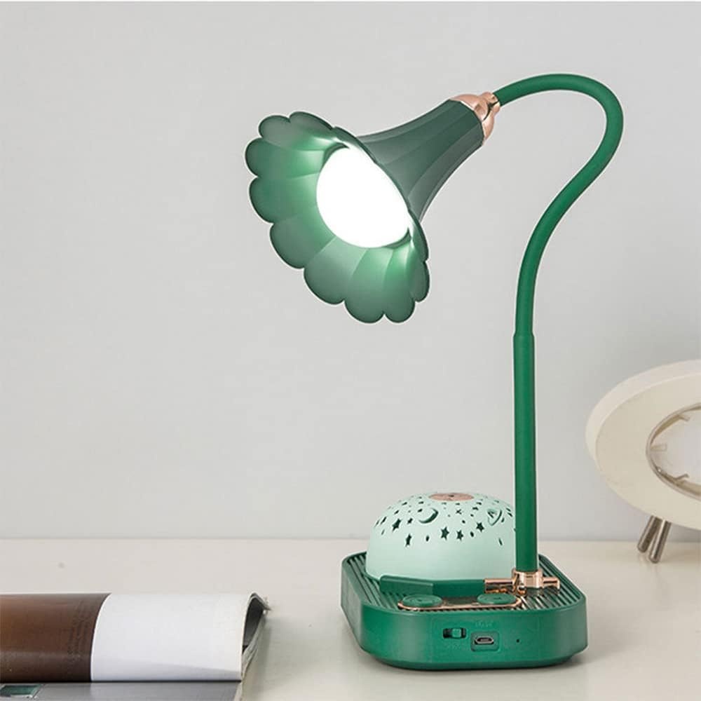 Flower LED Table Lamp With Star Projector - 3 Color Modes USB Rechargeable 360° Flexible Touch Desk Light