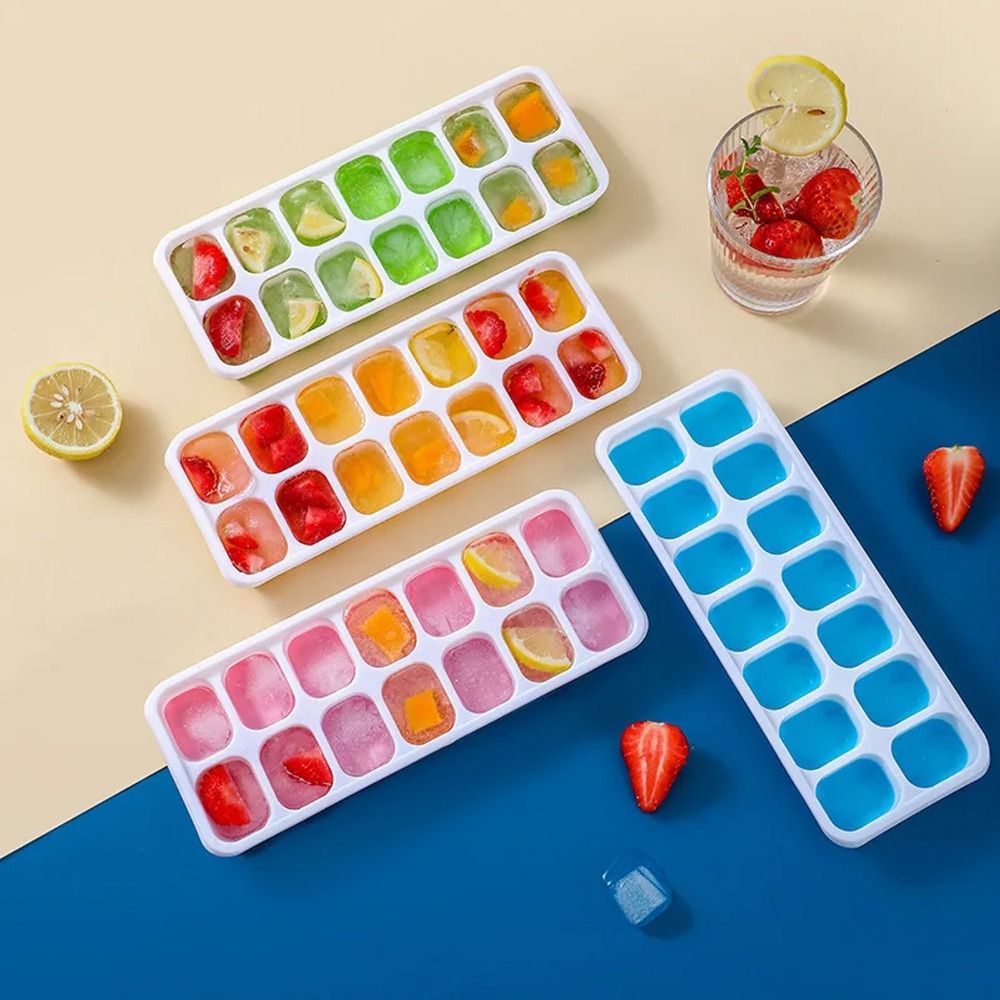 Freeze Tool 14 Grid Ice Cube Tray Stackable Silicone Silicone Mold Easy Release With Lid Square Ice Cube Tray DIY Cocktail