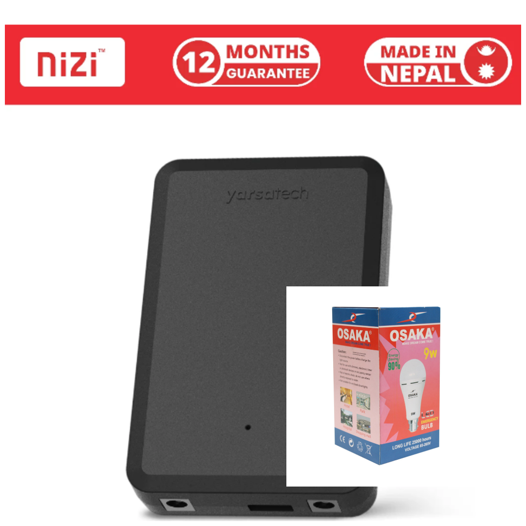 Combo of 10400 mAh Nizi Router Ups Backup 1 Year Gurantee + Osaka Rechargable Inverter Bulb 9w(No Warranty)