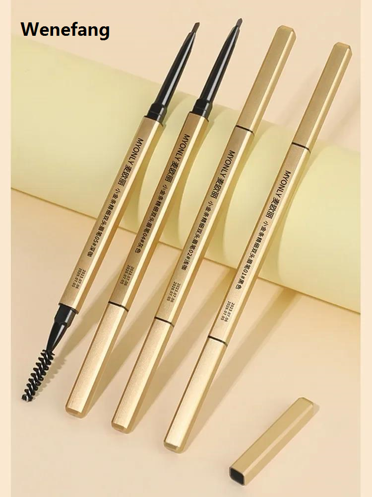 Wenefang Korean Small Gold Bar Eyebrow Pencil Waterproof and Sweatproof Non-decolorizing Lasting Ultra-fine Core Female Gray Brown