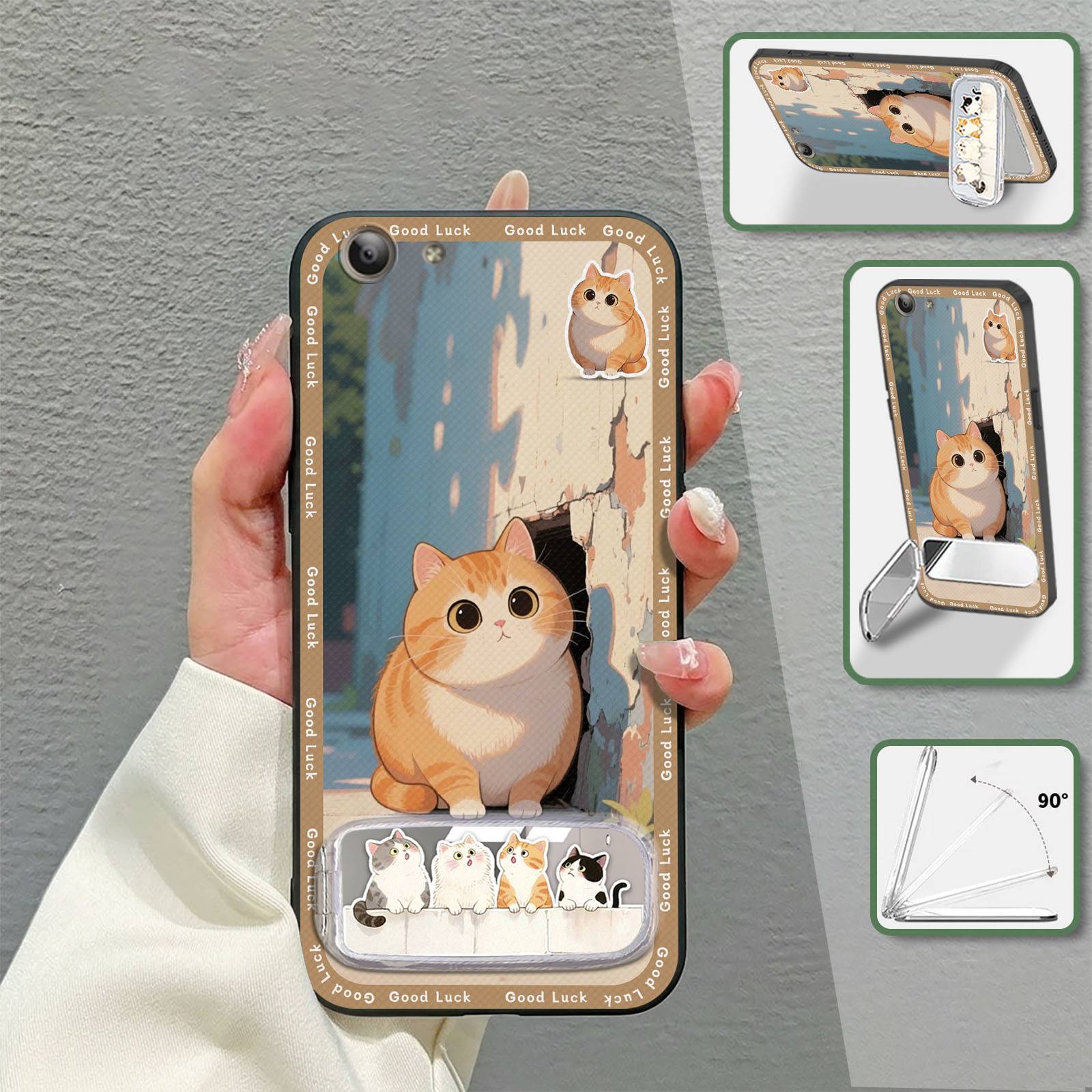 3D Plush Phone Case For VIVO Y53/Y53i Phone Holder Phone Pouch Embroidery Kickstand Shockproof Fashion Design Full wrap