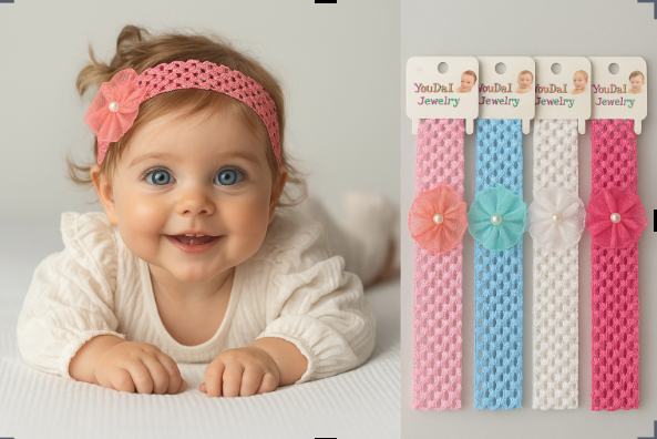 TouDai Premium Soft & Stylish Multicolor Headbands for Newborns and Toddlers - Set of 3 Elastic Baby Girl Hair Bands with Unique Designs