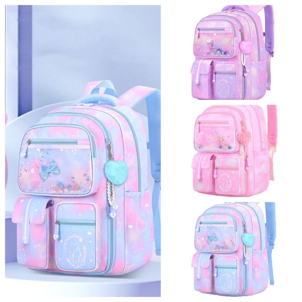 Fashion Side-Open Children Backpack Multiple Pockets Oxford Shoulders Bag Large Capacity Student School Bag Unisex