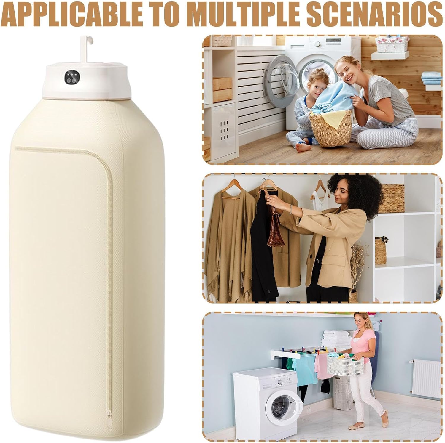 Portable Clothes Dryer,400W Foldable Electric Dryers for 8 Clothes with Timer | Small Quiet Drying Machine for Clothing Care Jeans Household RV Apartment Travel Camping