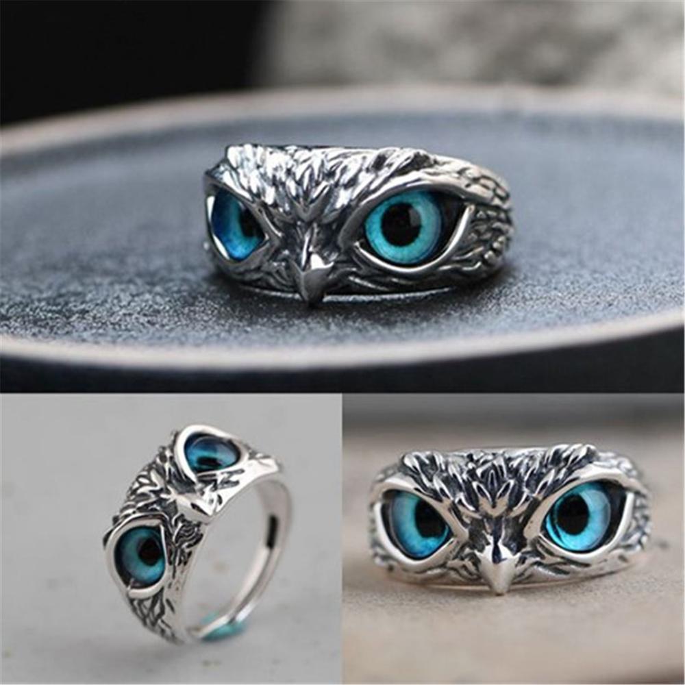 Mother's Day Jewelry Gift Open Adjustable Statement Ring Owl Eye Vintage Ring