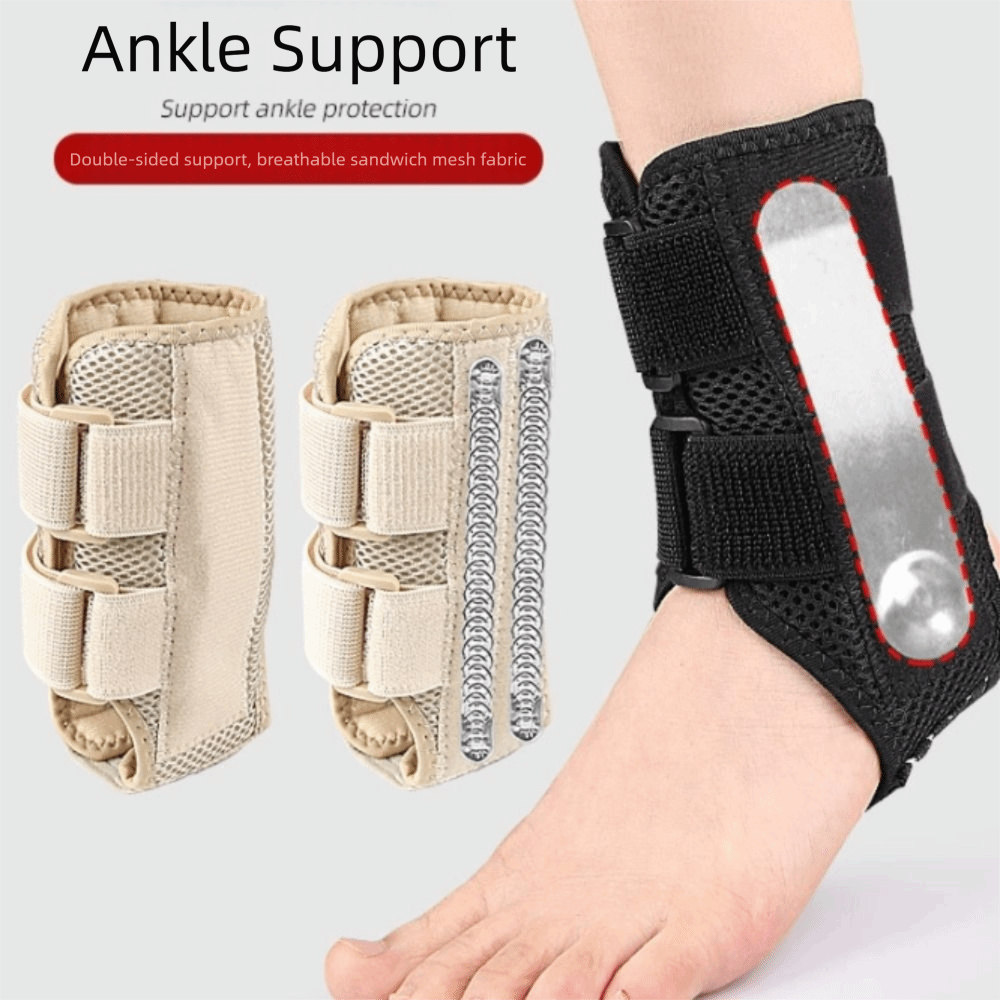 Protective Spring Bar/Aluminum Plate Sports Ankle Support Double-sided Support Elastic Adjustable Compression Ankle Sleeve Soft Mesh Breathable Ankle Support Ankle Sprains