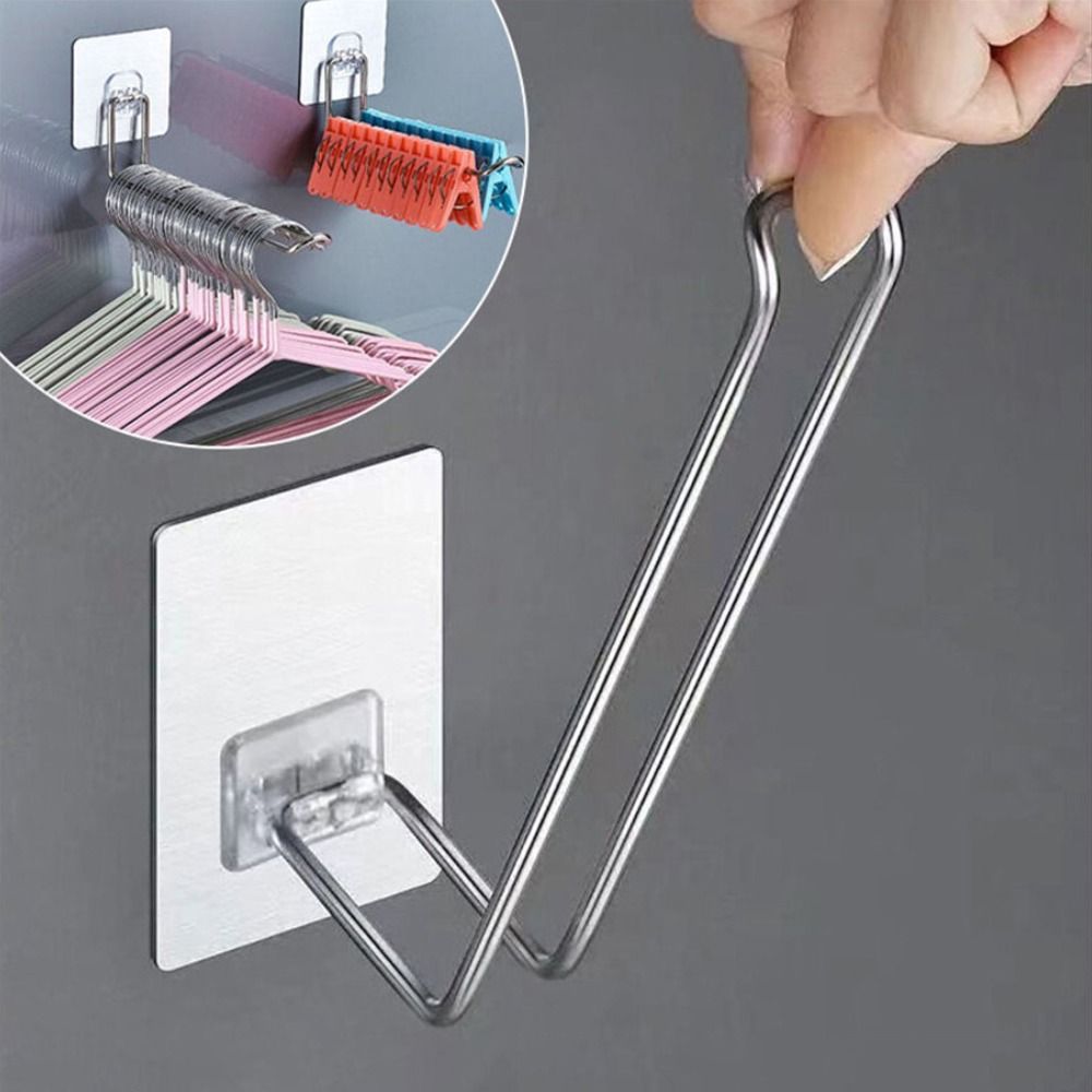 New Stainless Steel Hanger Storage Foldable No Punching Clothes Drying Rack Save Space Indoor Clothes Drying Pole