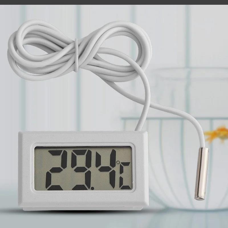 2025 New Mini Digital LCD Thermometer With Probe Indoor Convenient Temperature Sensor For Aquarium Fish Tank Home Fridge Thermometer