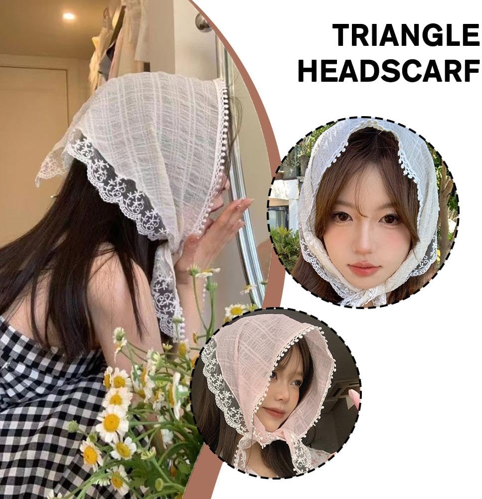 1 Piece Lace Hair Bandanas Scarf for Women Fashion Headscarf Headband French Triangle Head Scarf Hair Accessories for Women