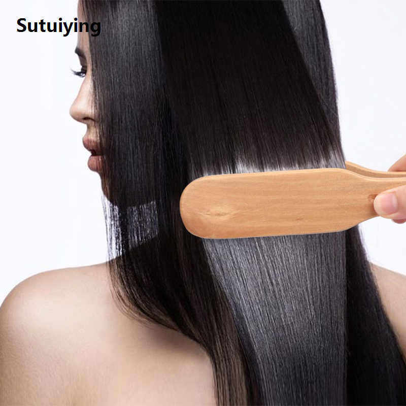 Sutuiying 1Pcs Professional Hair Straightener Bristle Straight Hair Double Profesional Brush V-shaped Comb Clip Does Not Hurt Styling Tools DIY Home