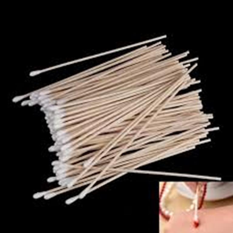 20Pcs Long Wood Handle Cotton Swab Medical Swabs Ear Cleaning Cosmetic Wound Care Cotton Buds Sanitary Round Cotton Tip Swab