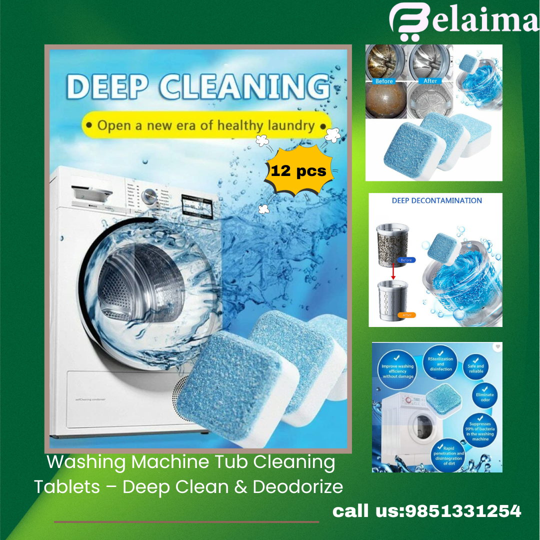 Washing Machine Tub Cleaning Tablets - Deep Clean & Deodorize (12 Pcs)