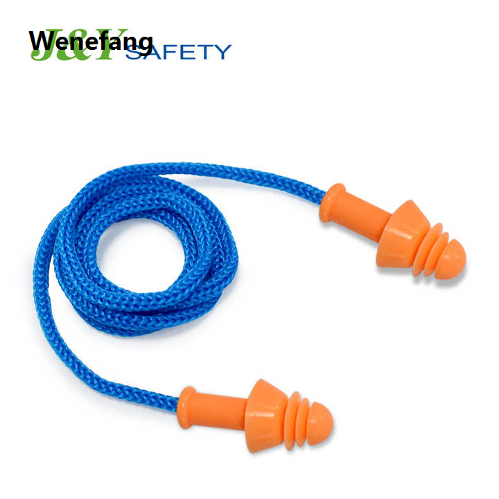Wenefang Soft Silicone Corded Reusable ear plugs ULTRAFIT, with safety cord Noise Reduction Safety Ear Plugs With Box