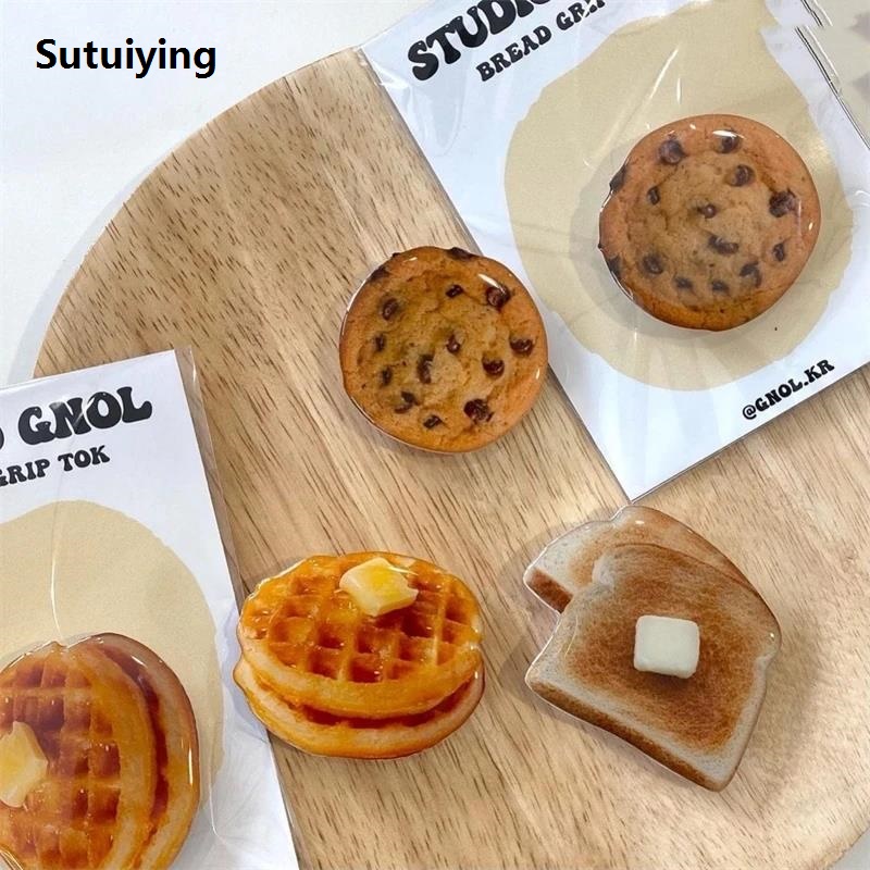 Sutuiying Korea Cute Cookies Griptok Bracket for IPhone 16 Promax Plus Food Fifty percent discount Phone Accessory Holder Support Stand Grip Tok Stand Kickstand