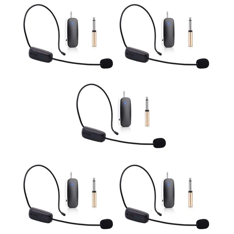 5X New 2 in 1 Handheld UHF Wireless Microphone Professional -Wear Mic Volume Amplifier for Speech Teaching