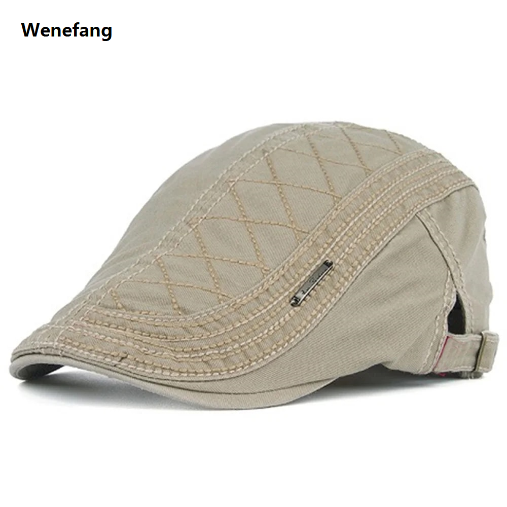 Wenefang 1pc New 2023 Spring Summer Retro Adjustable Men Cotton Ivy Flat Luxury Cap Newsboy Beret Cabbie Gatsby Driving Hat Outdoor Styling Cap