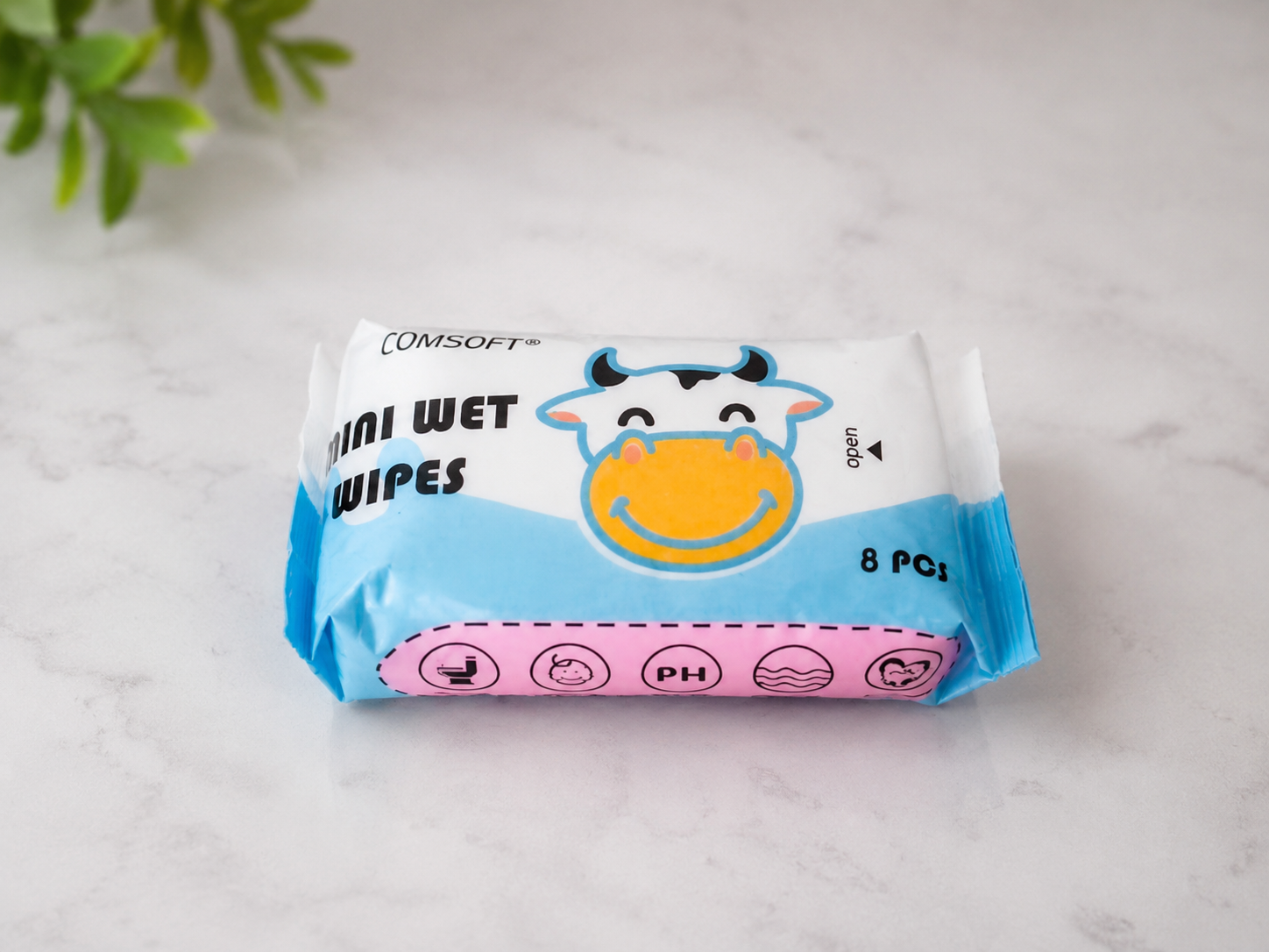 Pack of 2 Comsoft Mini Wet Wipes 8 PCS | Pocket Size Wet Tissue | Soft & Gentle Cleaning Wipes | Travel-Friendly Mini Wet Wipes for Kids & Adults