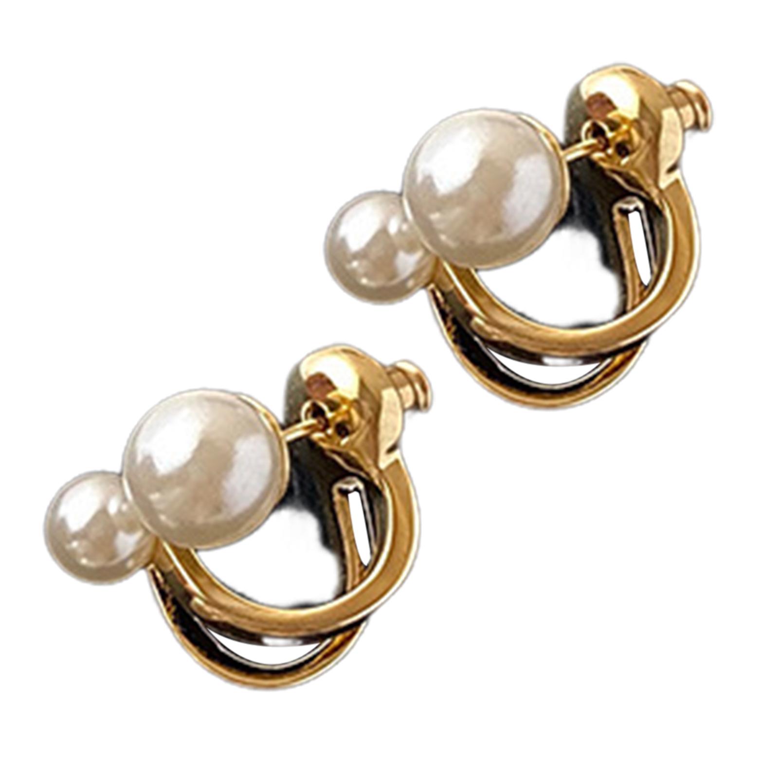 CARAT Faux Pearl Earrings Vintage French Style Pearl Huggie Earrings Lightweight Stainless Steel Jewelry for Commute Retro Hollow Design