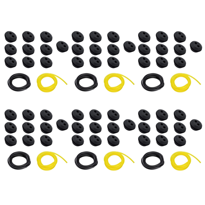 NCANRUI 60 Pcs 2 Holes Fuel Tank Grommet Rubber with Fuel Line Pipe for Brush Cutter Grass Trimmer
