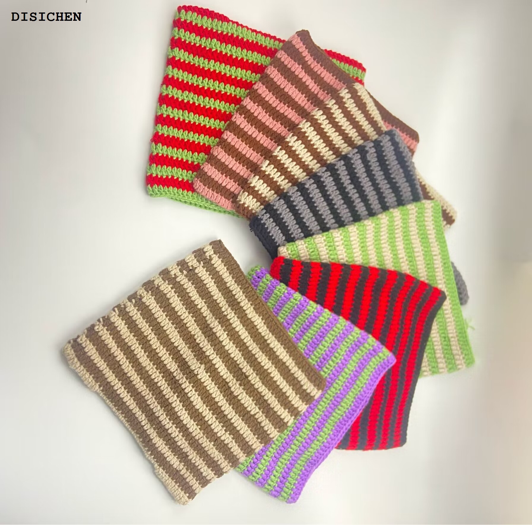 DISICHEN New style Hats women Autumn and winter women's fashion face show small beanie hat little devil hand-knitted striped hat cat ear knitted hat