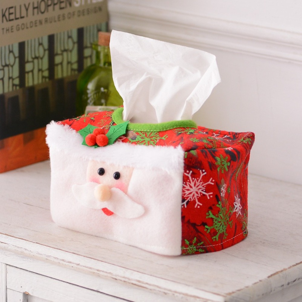 New Red Tissue Paper Box Santa Claus Paper Sets Paper Extraction Box Desktop Accessory Green Christmas Tissue Box Party