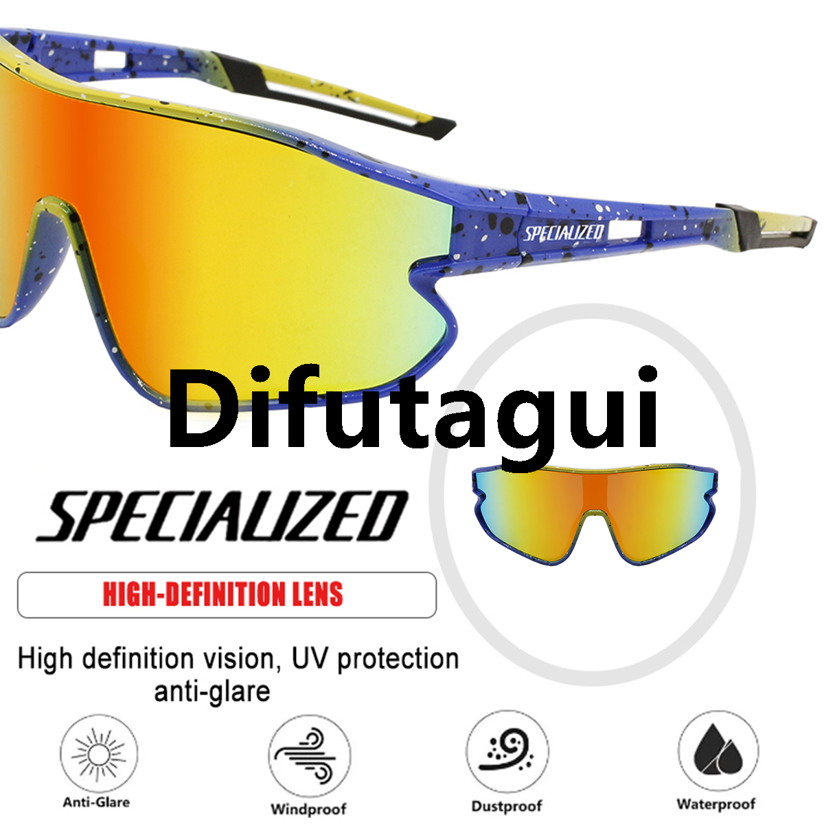 Difutagui New style SPECIAUZED Kids Cycling Sunglasses Youth Baseball Sun Glasses Luxury Lightweight UV400 Outdoor Sports Goggles Shades for Boys Girls