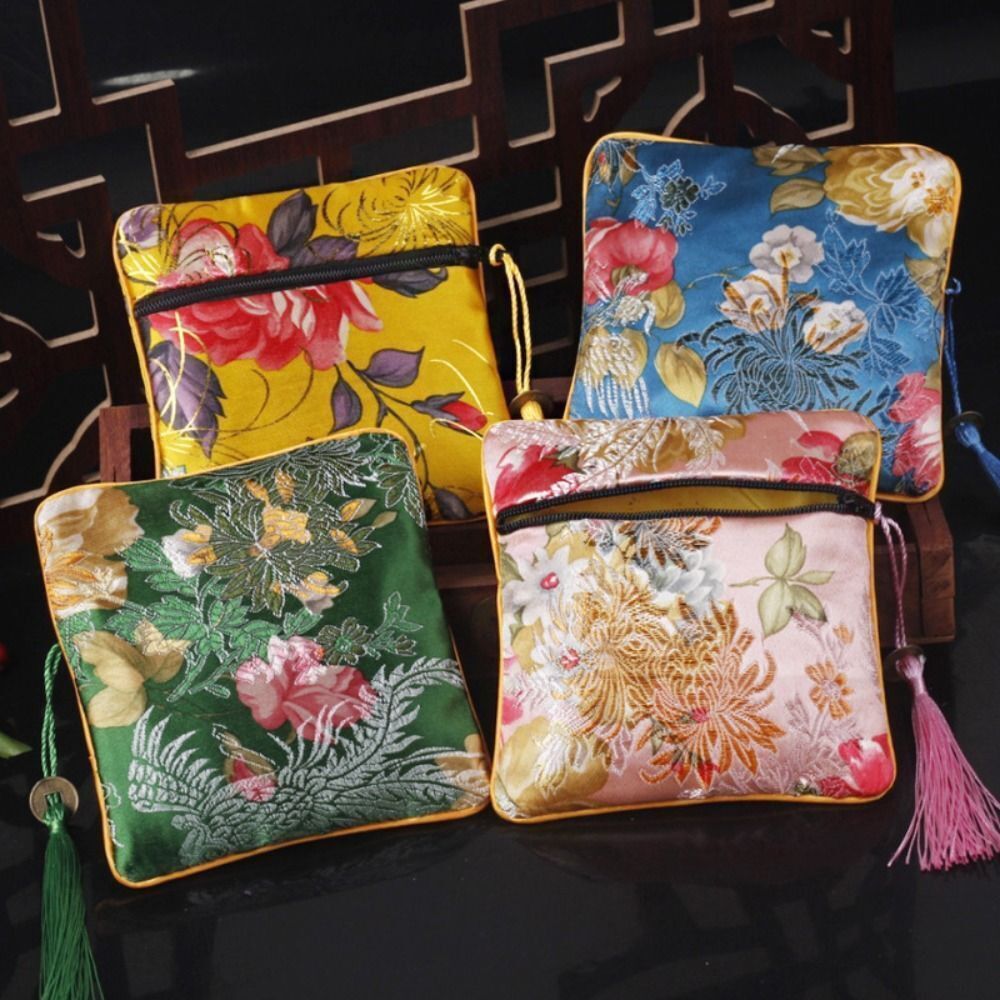 Portable Chinese Style Jewelry Storage Bag Tassel Embroidery Coin Purse Holiday Decoration Cloth Jewelry Bags
