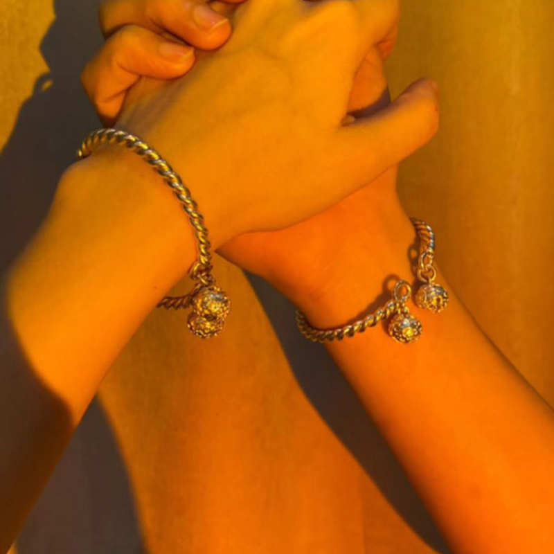 Charms 925 Silver Color Beautiful Palace Bell Cuff Bangle For Woman Bracelets Fashion Party Wedding Jewelry 5a63