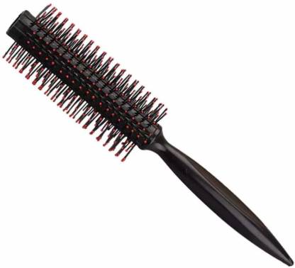 Black Round Hair Brush With Nylon Bristles