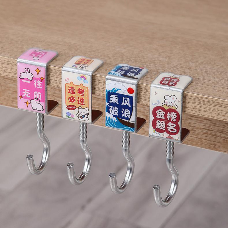 Cute Portable Bag Hook Cartoon Metal Table Side Bag Rack Bag Hook Hanger Handbag Holders Table Hook Office Desk Accessories CF8