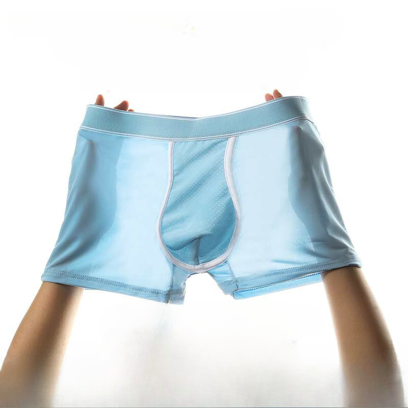 Men's Ice Silk Ice Cool Smooth Comfortable Antibacterial Translucent Teen Fitness Breathable Boxers 5103