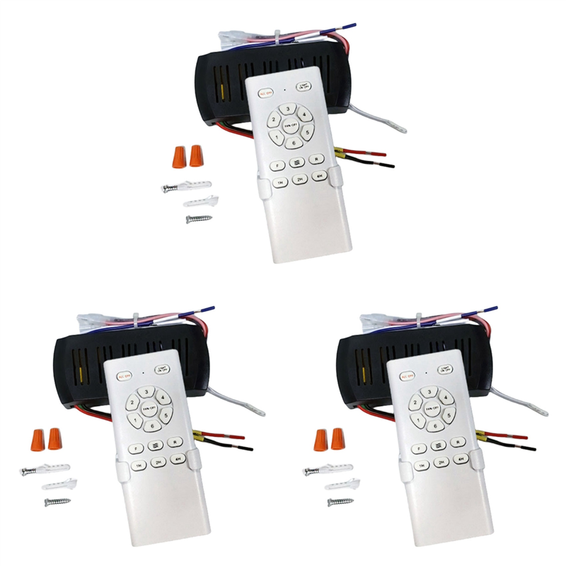 fasdaga 3X Frequency Conversion Ceiling Fan Remote Control Kit Light High Voltage 6-Speed Remote Receiver Controller