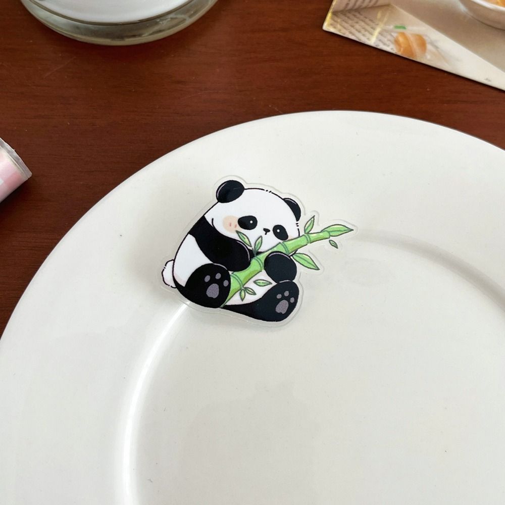 Funny Panda Acrylic Panda Pin Cute Bear Flower Panda Brooch Cartoon Breastpin Animal Badge Backpack Decor