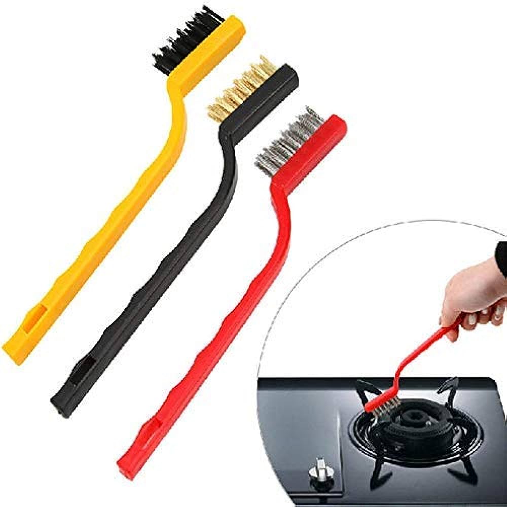 3 Piece Mini Wire Brush Set Steel Brass Nylon Brush For Cleaning
