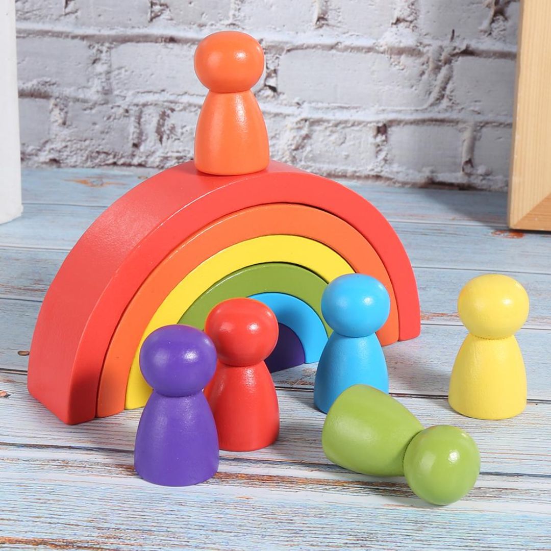 WOODEN RAINBOW STACK FOR KIDS LEARN WHILE PLAYING