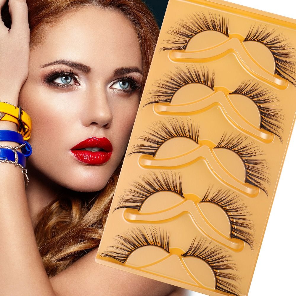 5 Pairs Big Eye False Eyelashes Fairy Natural Look Fake Eyelashes Wispy Lashes for Women