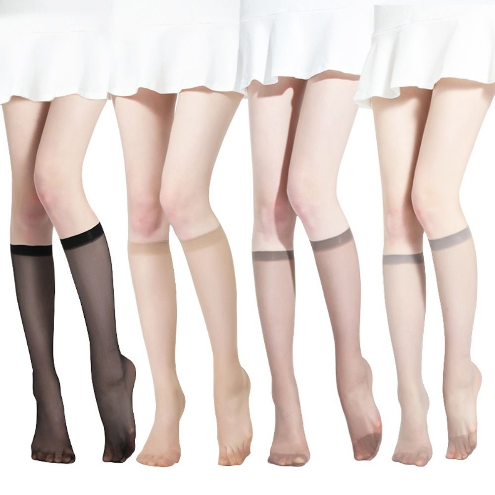 High Quality Ultra-thin Ladies Knee Socks Nylon Transparent Silk Stocks Summer Elasticity Lolita Stockings Women