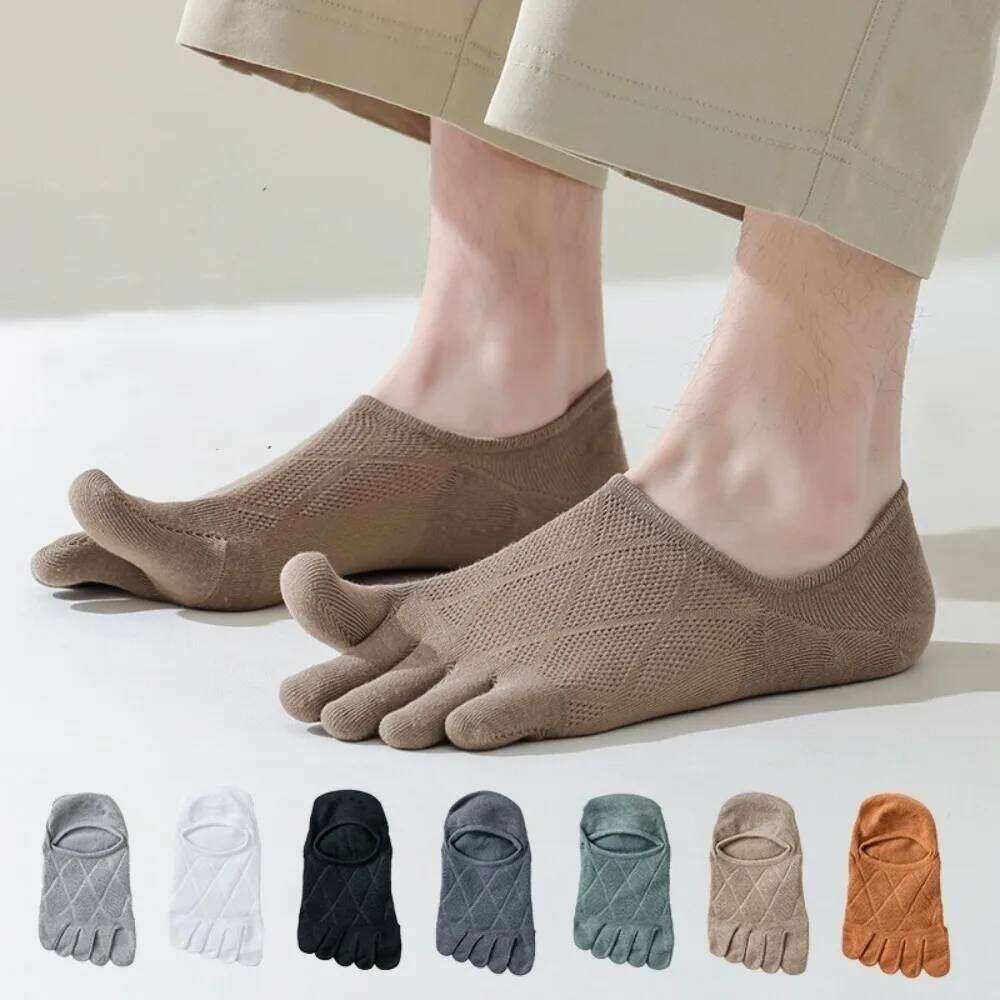 Five Finger Men Women Slipper Toe Mesh Hollow No Show Sweat-absorbing Boat Sock Ankle Breathable Short Socks