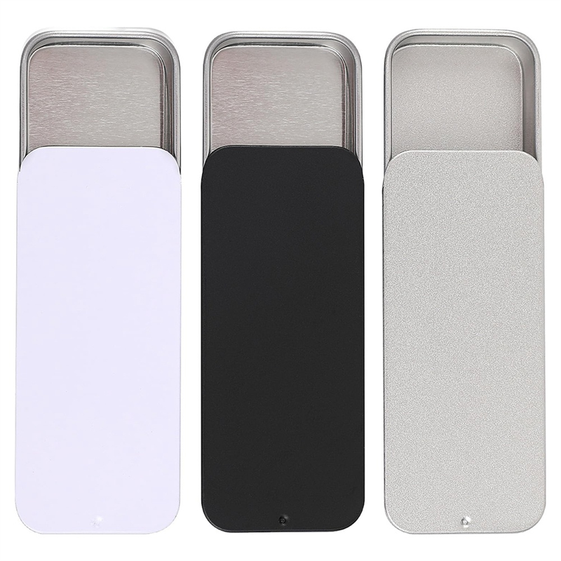 3 PCS Metal Slide Top Tin Containers, 3.14 X 1.33 X 0.47 Inches Portable Tins Container, Rectangular Empty Containers