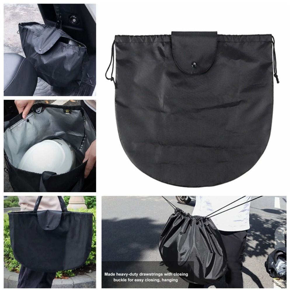 Durable Large Capacity Motorcycle Helmet Bag Drawstring Waterproof Helmet Storage Bag Closing Buckle Lightweight Helmet Lid Protect Bag Riding Bicycle