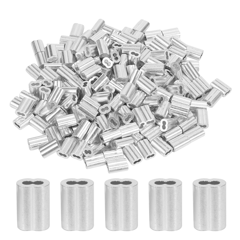 NAMUNY 800PCS 1/16 Inch Cable Ferrule Set Aluminum Alloy Crimping Loop Sleeve for Wire Rope