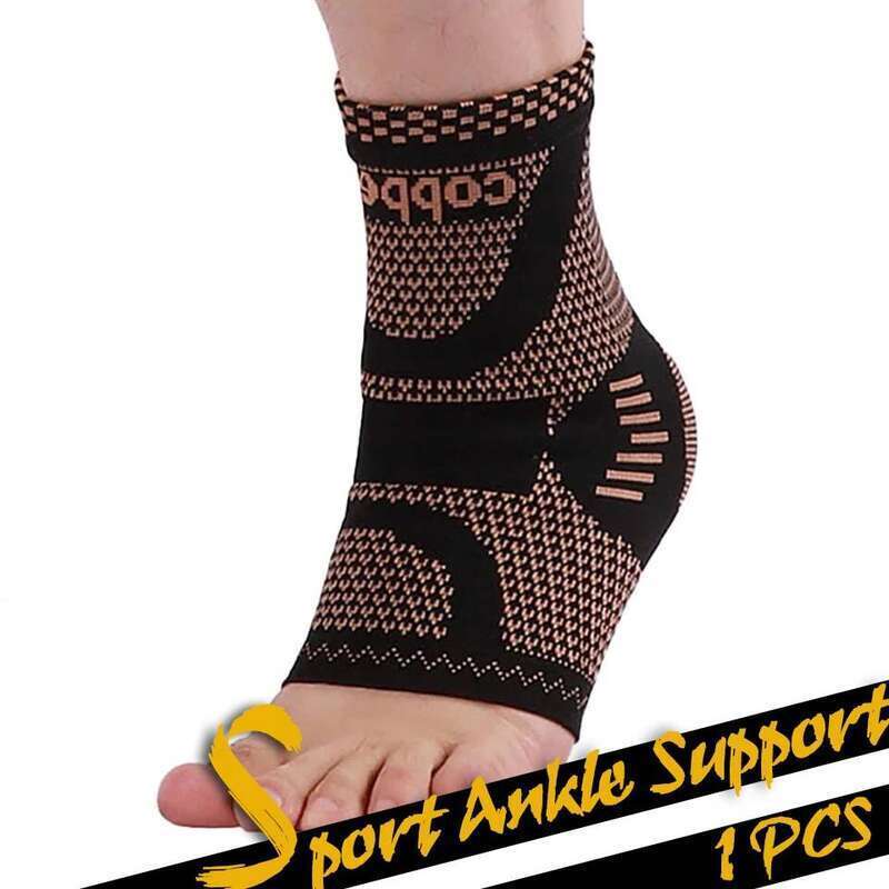 GOBYGO 1PCS Brace Sports Ankle Support Elastic Bandage Copper Compression Sleeves Unisex Gym Fiess Foot Protective Gear