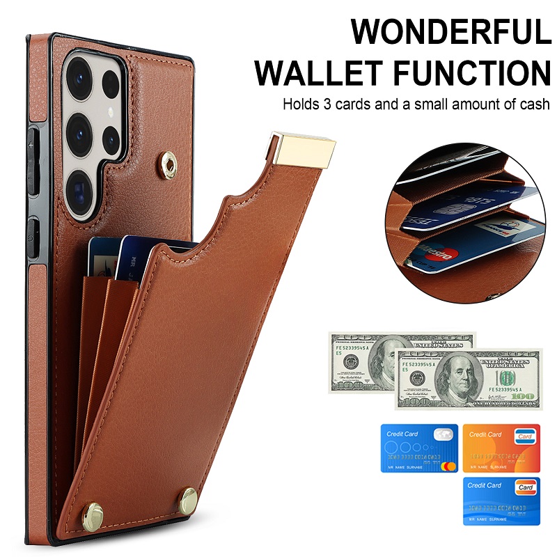 HODON Luxuru Leather Phone Case For Samsung Galaxy S26 S25 S24 S23 Ultra S22 S21 S20 Plus With Invisible Card Slot Holder Stand Cases For Note 10 20 Ultra A73 A53 A13 Protect Cover