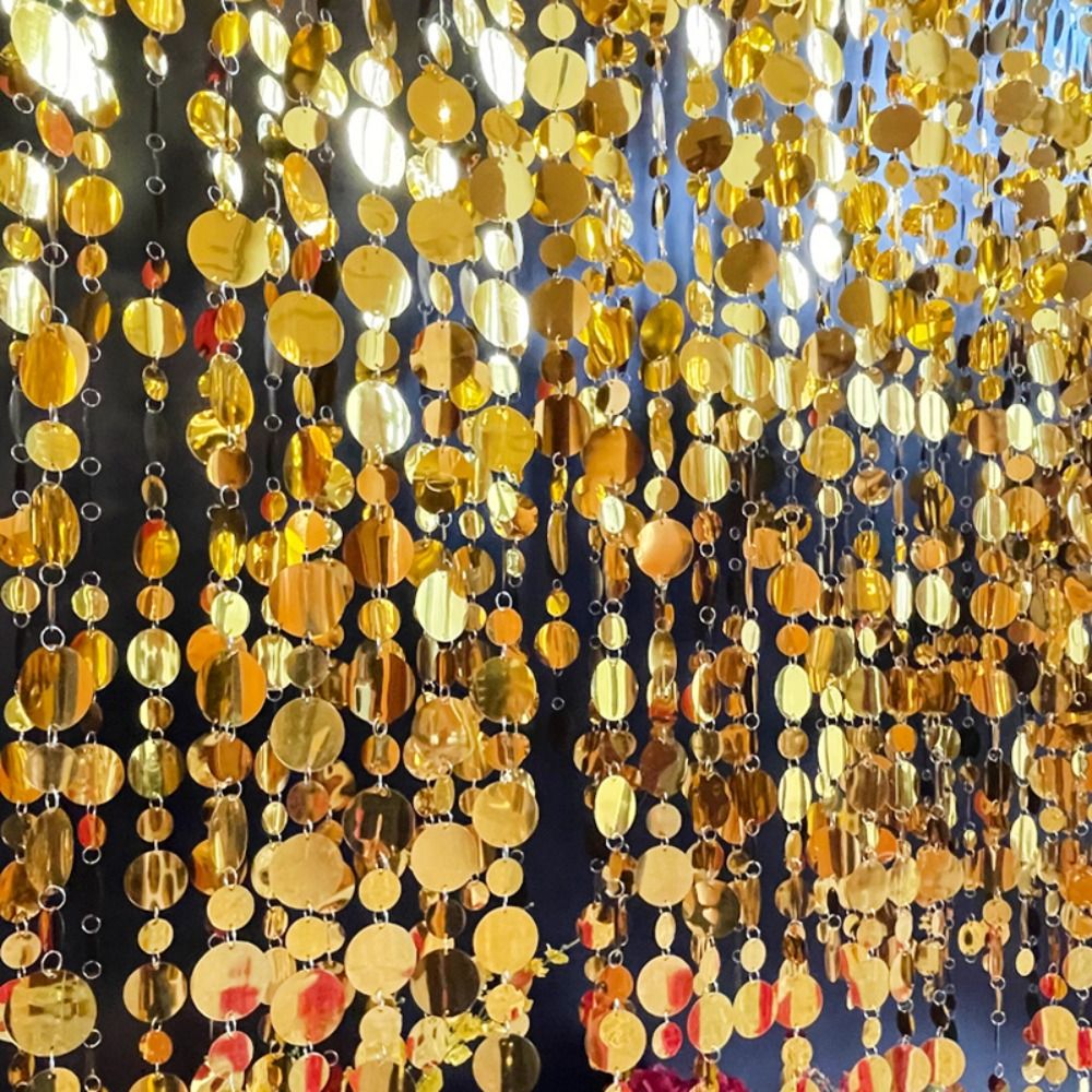 10PCS Decoration Supplies Meter Sequins Hanging Foil Curtains PVC Round Sequin Rain Curtain Round Flash Curtains Glitter Curtain Backdrop Festive Supplies