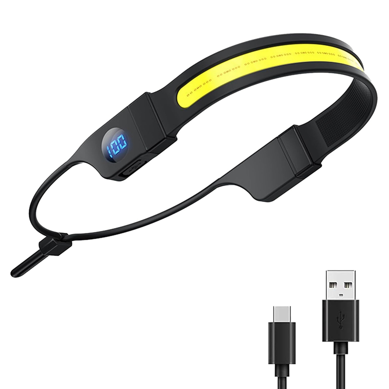 ARELENE LED COB Headlamp Light USB Rechargeable Torch Digital Power Dispaly Headlight for Camping Walking Fishing Hiking