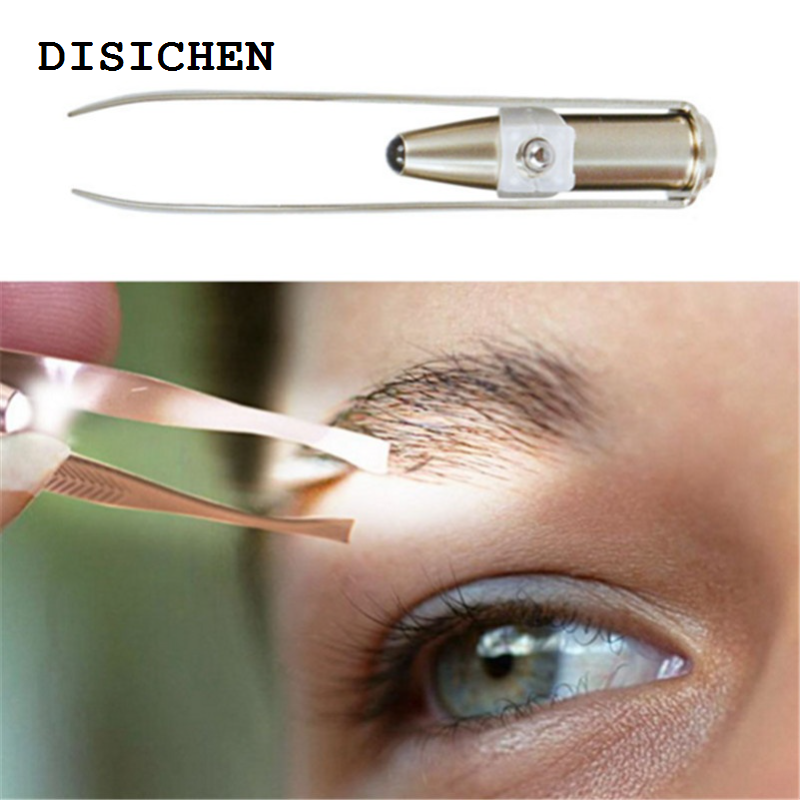 DISICHEN 2025 New Fashion Portable Stainless Steel Smart Design Mini Eyebrow Hair Remove Tweezer with LED Light Makeup Tool