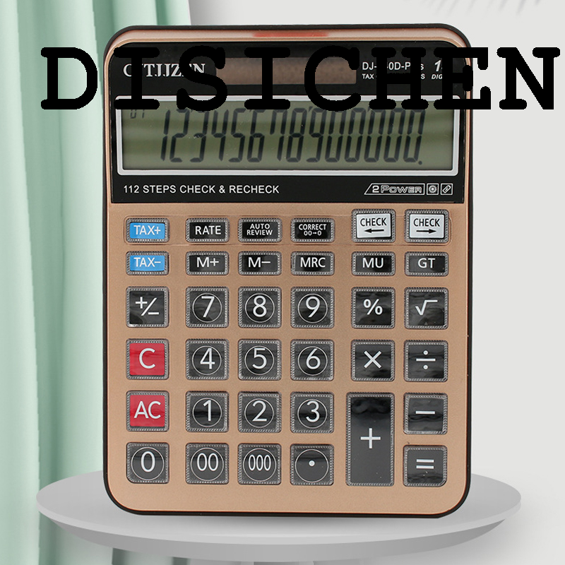 DISICHEN Luxury 14 Digit Scientific Calculator Solar AA Battery Dual Energy General Purpose Calculators Programmer Office Stationery Supplies