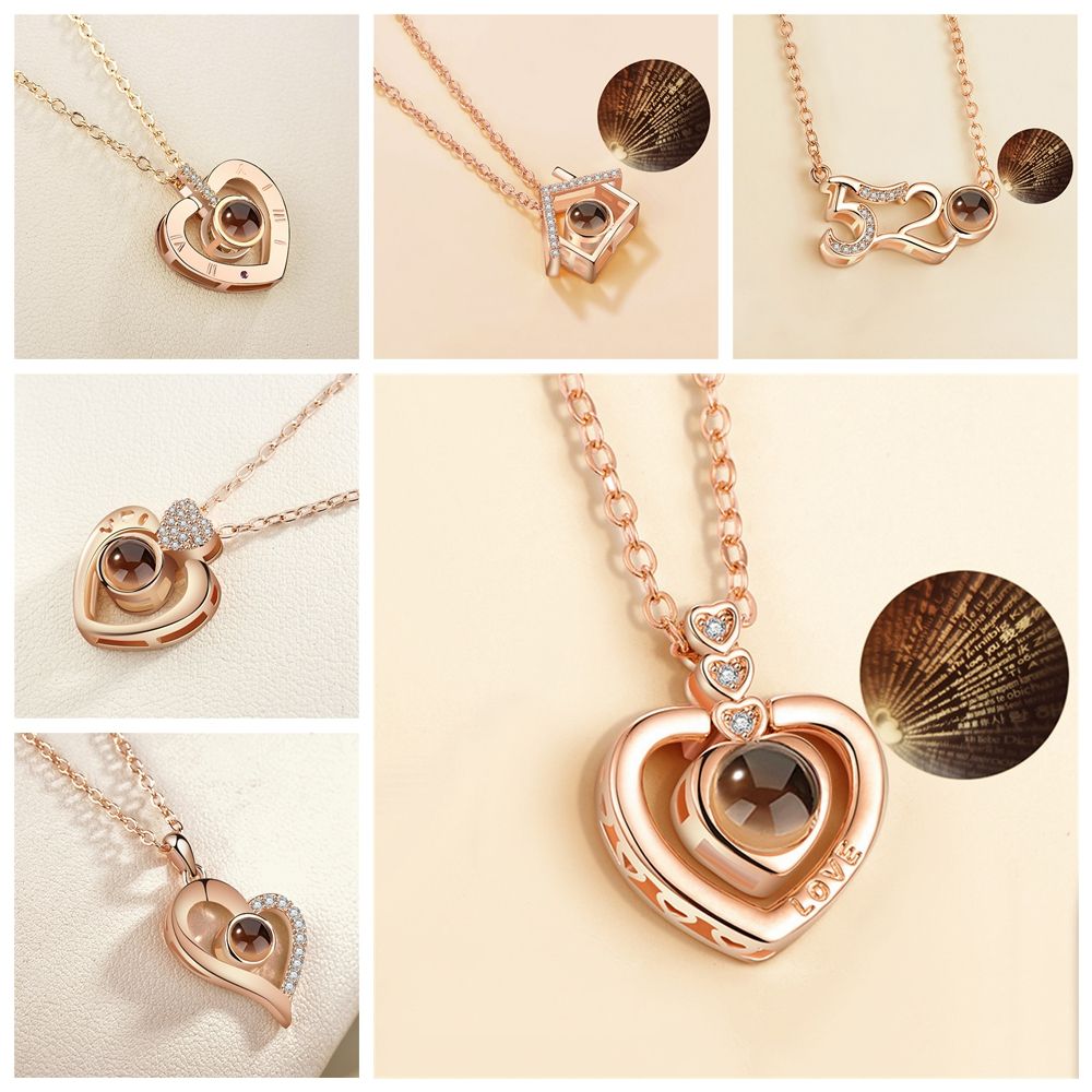 Jewelry Collier Romantic Fashion Boho Crystal 100 Languages Projection Bohemia I love You